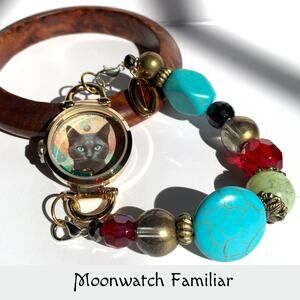 Upcycled Cat Beaded Bracelet Handcrafted